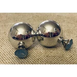 Double Sided Blue Rhinestone Silver Earrings